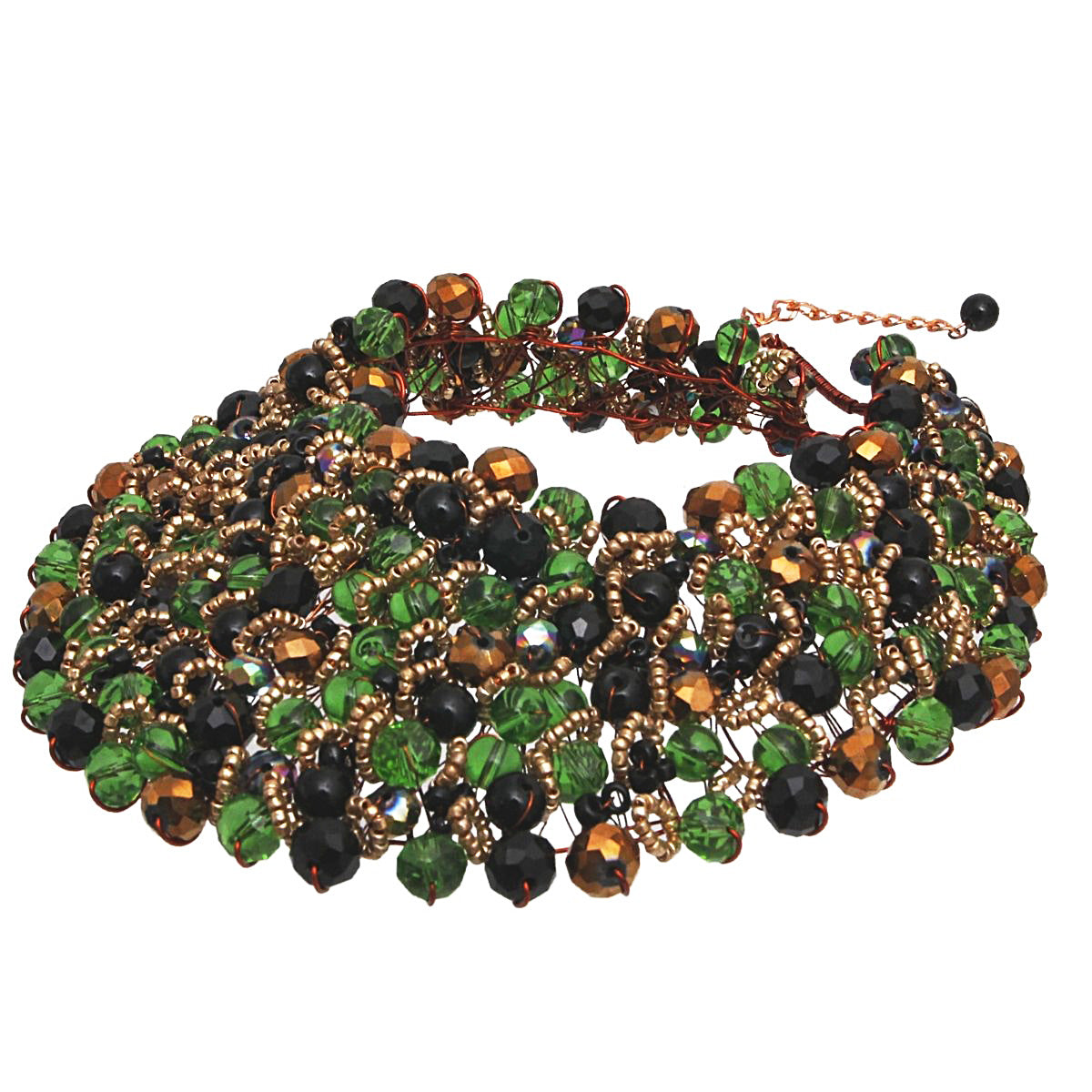 Green and Black Copper Bib Necklace