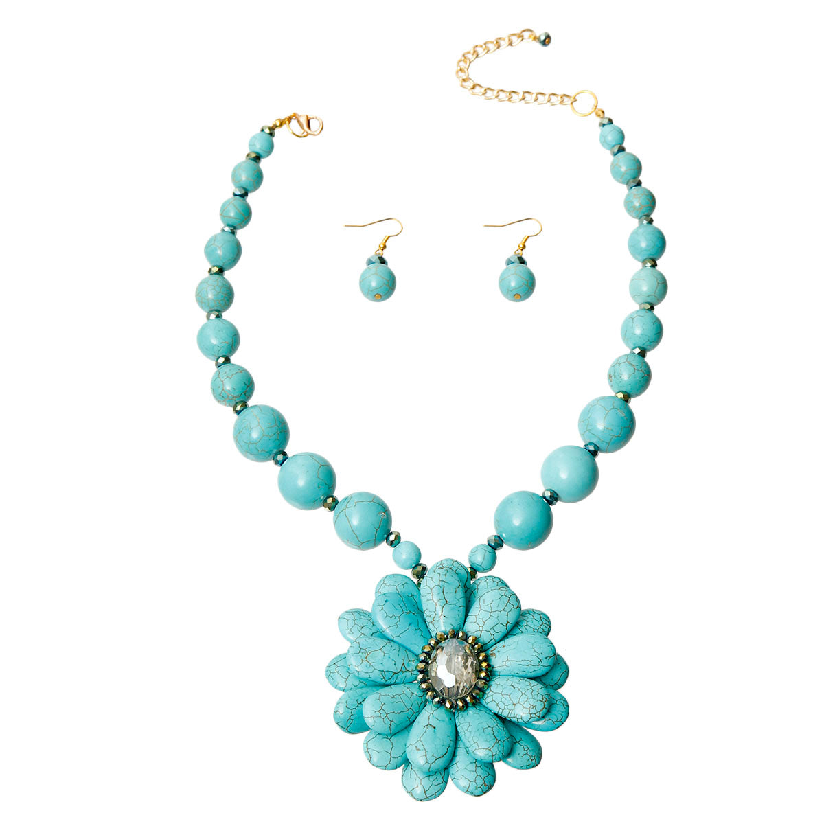 Flower Pendant Necklace Set