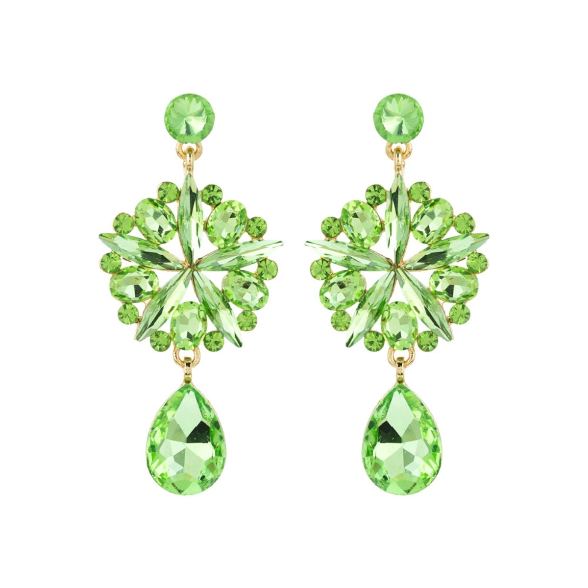 Lime Crystal Burst Earrings
