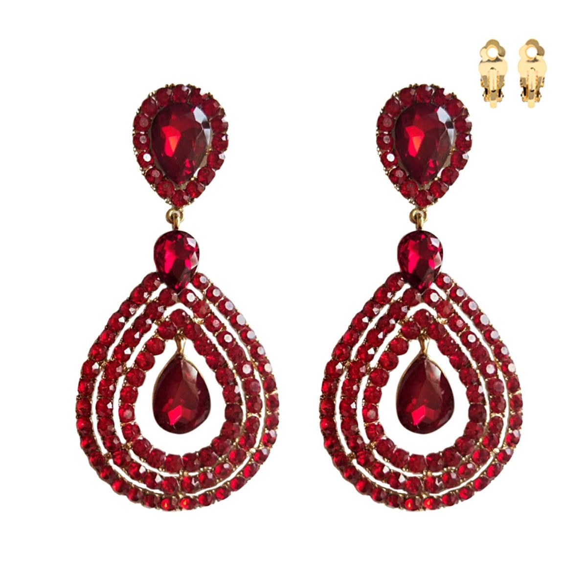Red Teardrop Clip Ons
