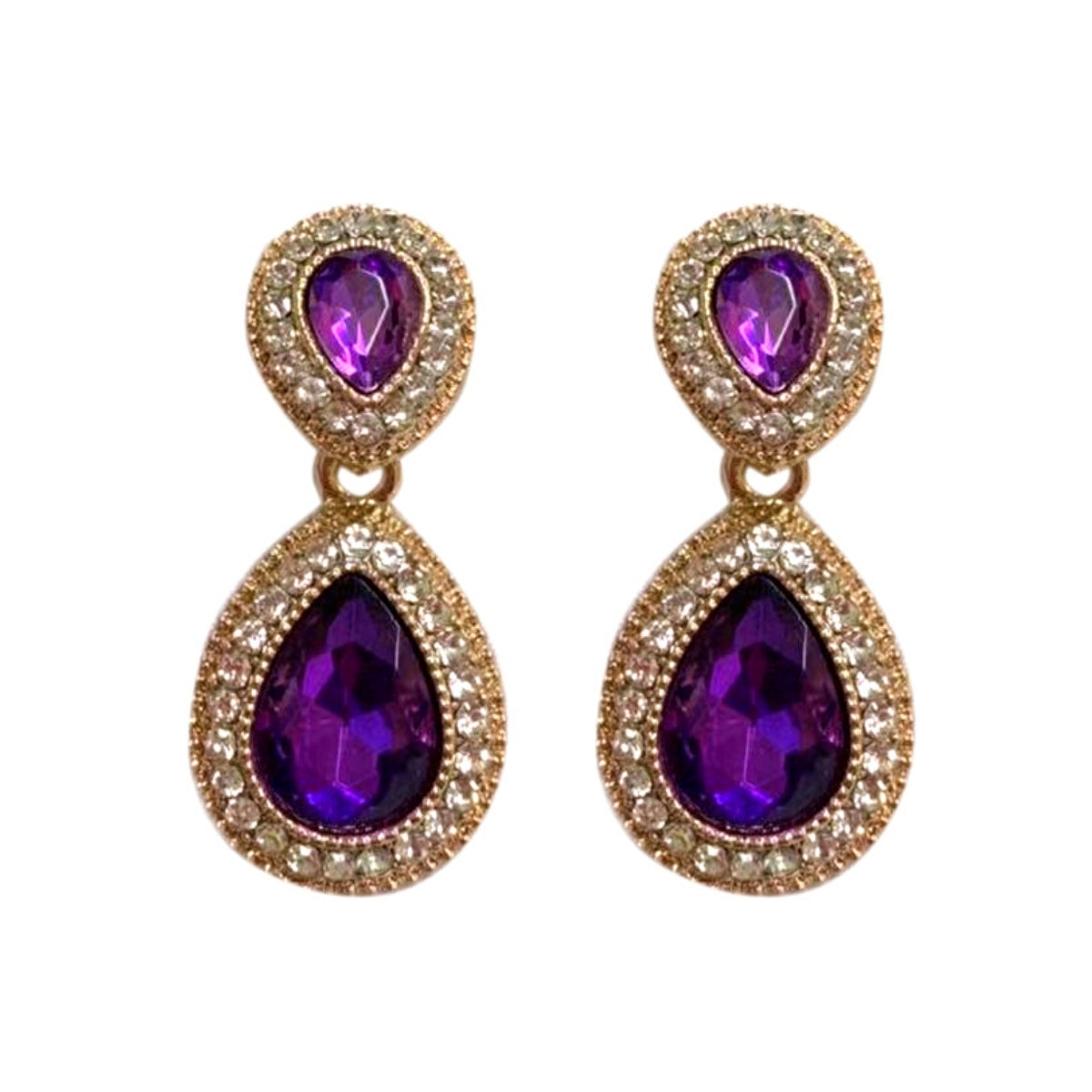 Purple Dangle Teardrop Formal Earrings