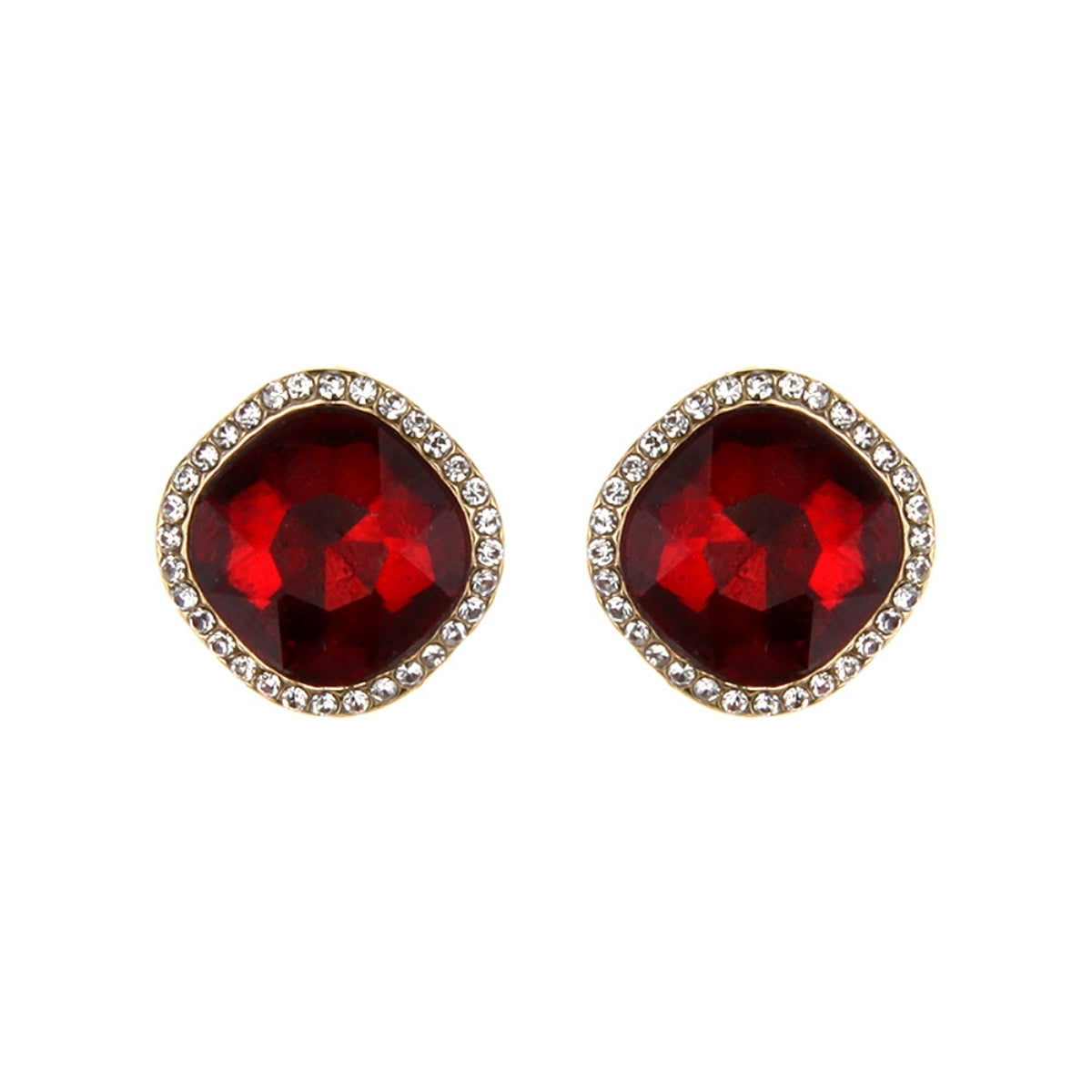 Red Crystal Square Studs