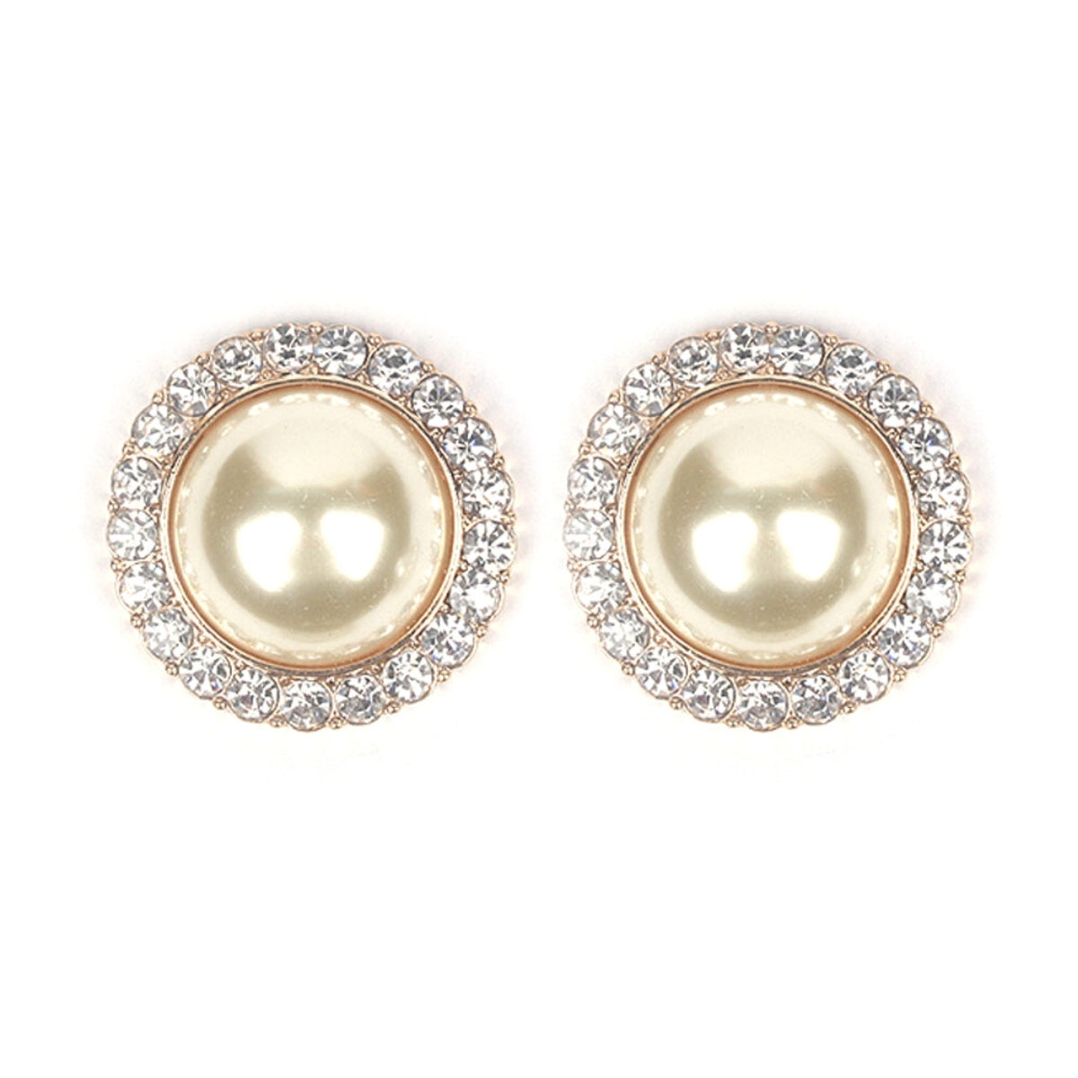 Round Cream Pearl and Stone Studs