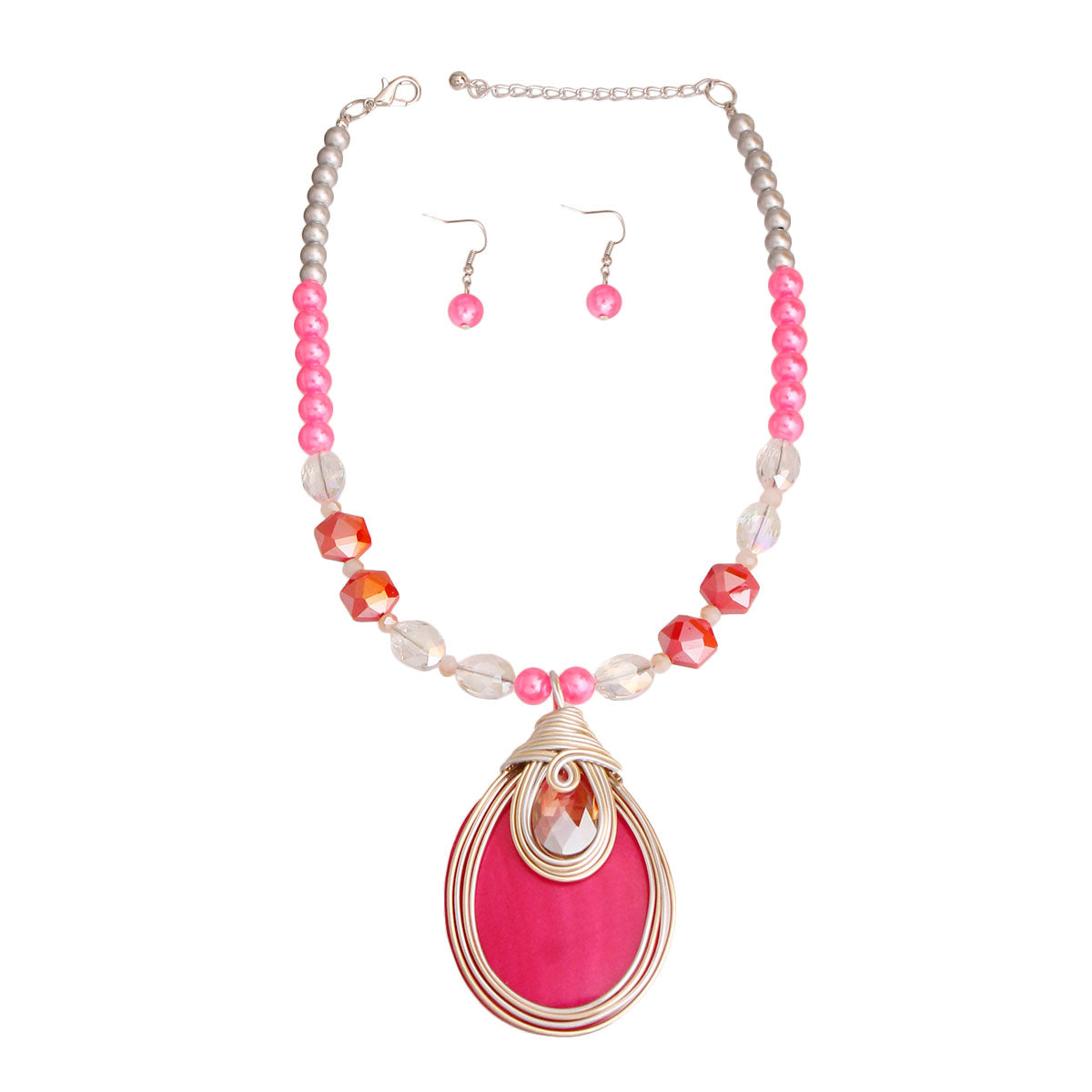 Fuchsia Pearl Abalone Shell Set