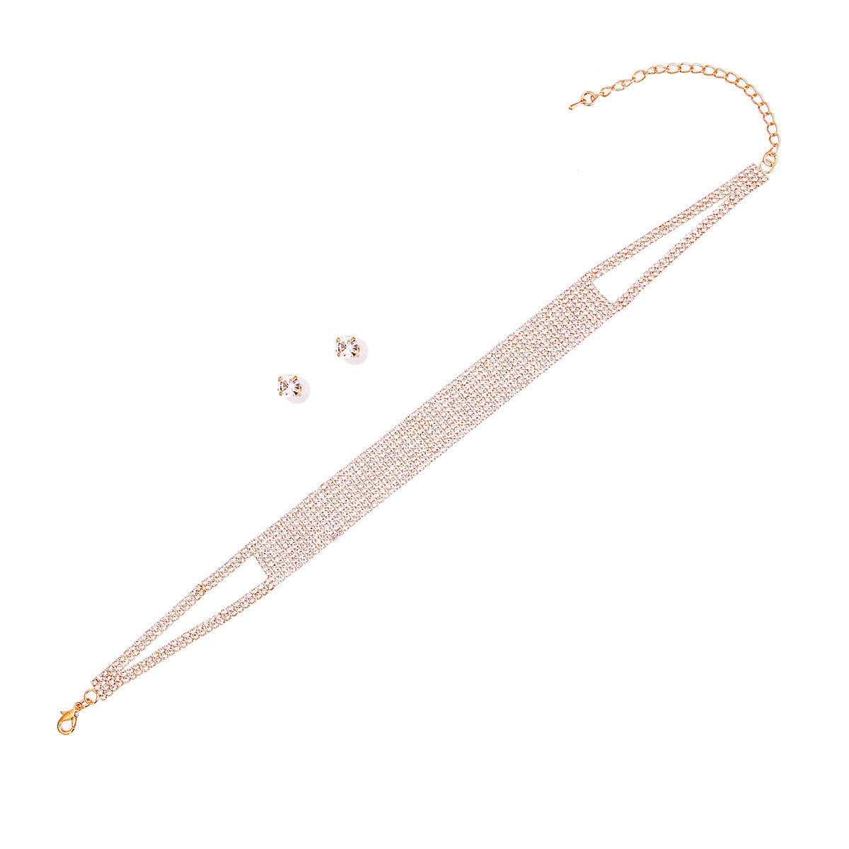 Gold 9 Line Rhinestone Choker