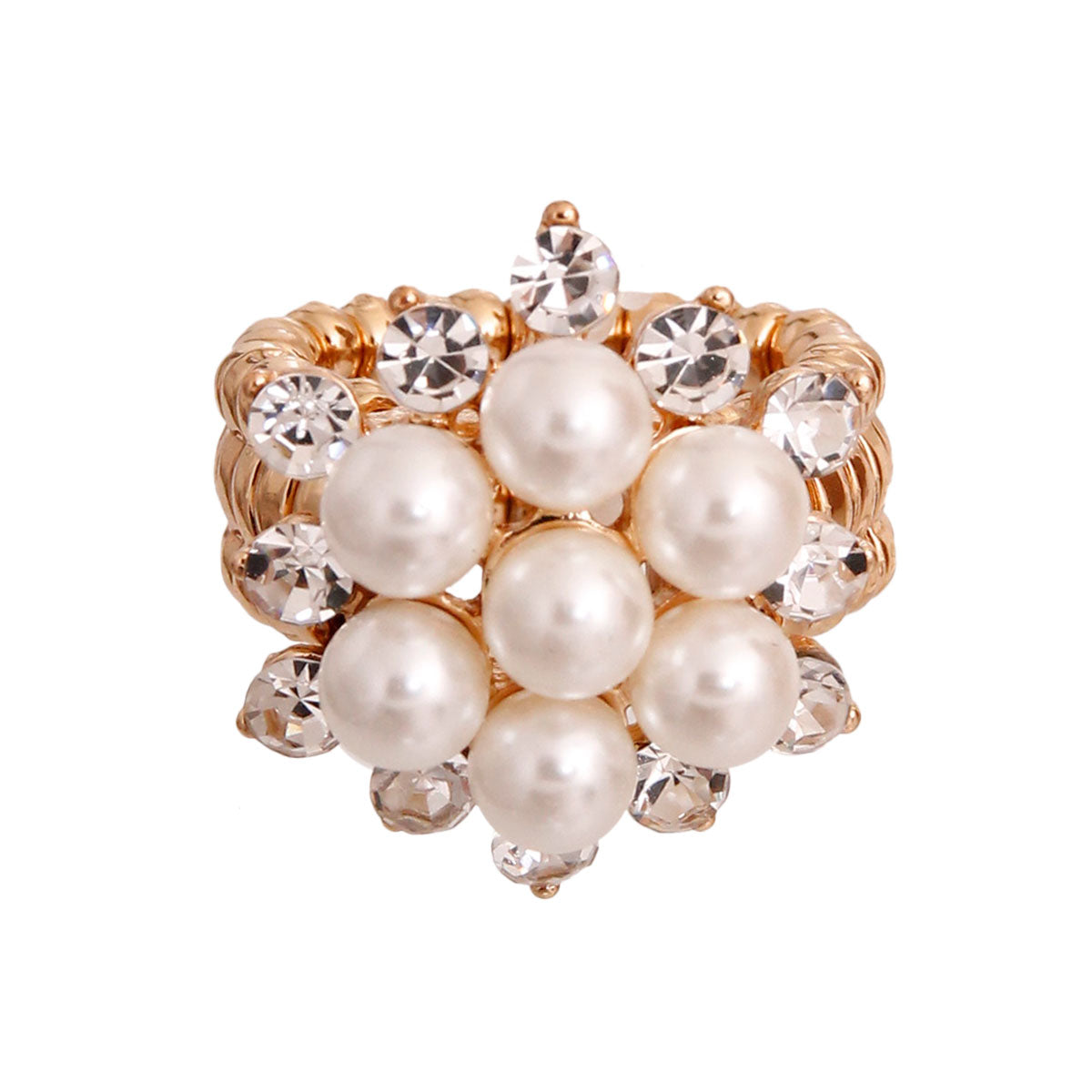 Gold Cluster Pearl Ring