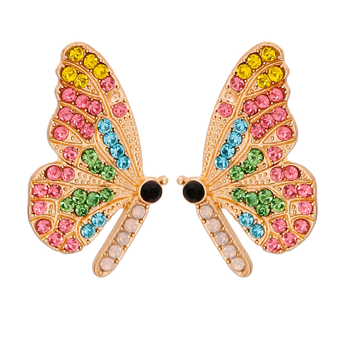 Pink Rhinestone Butterfly Studs