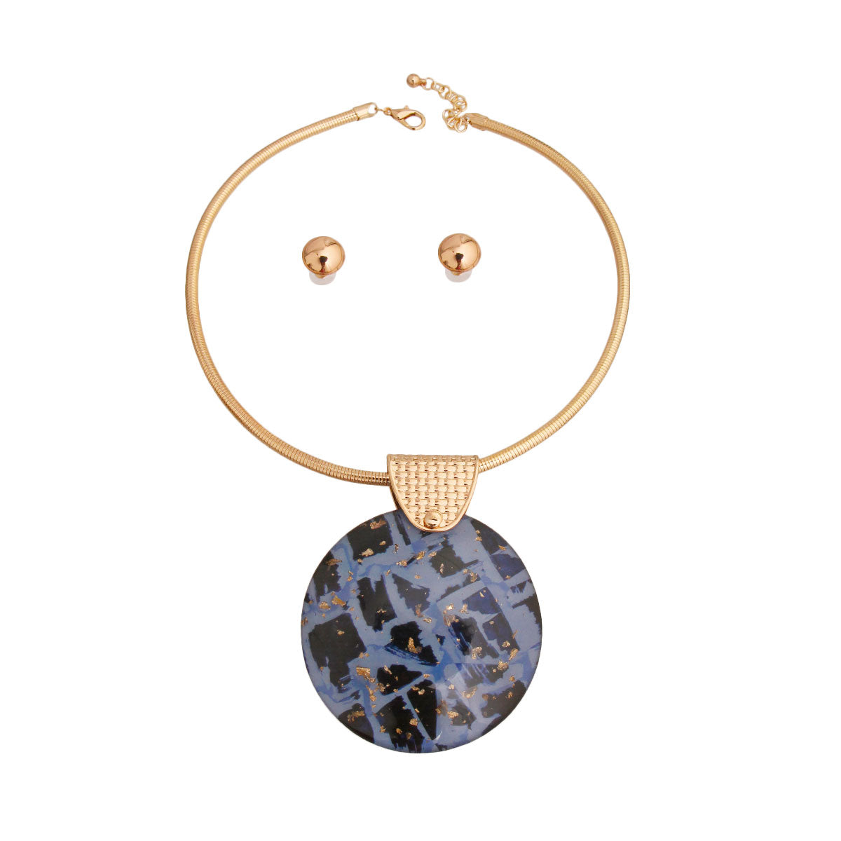 Royal Blue Disc Pendant Necklace