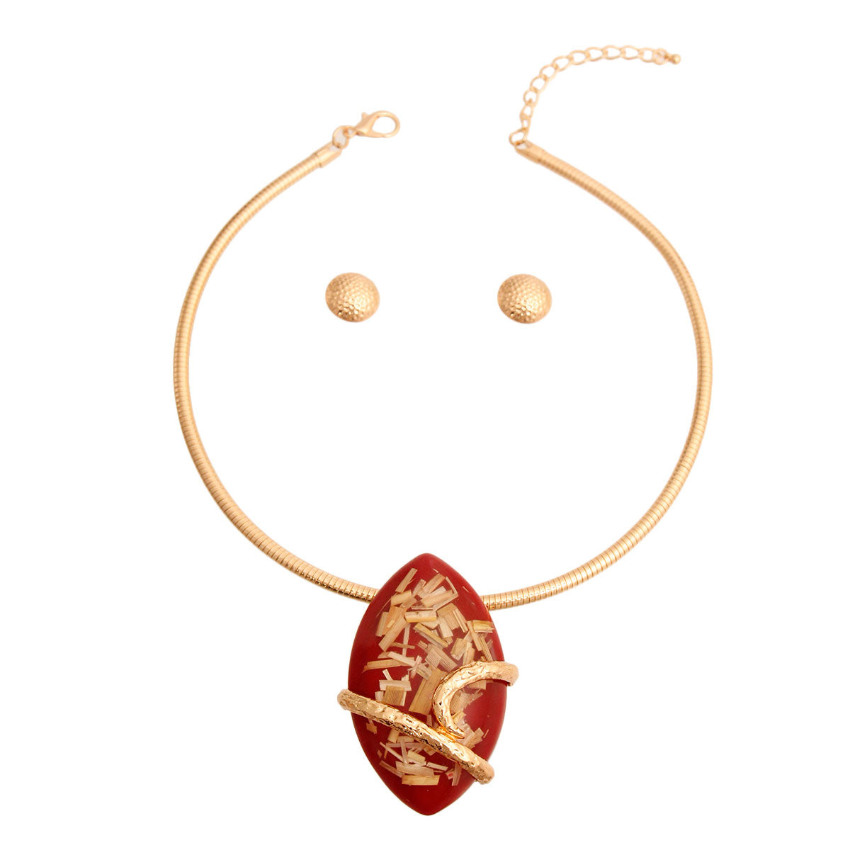 Red Marquise Slide Pendant Set