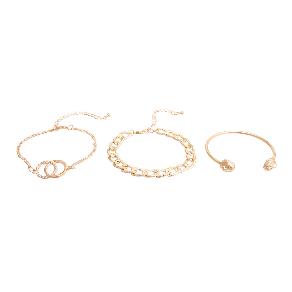 Gold Lion Cuff and Chain Bracelets
