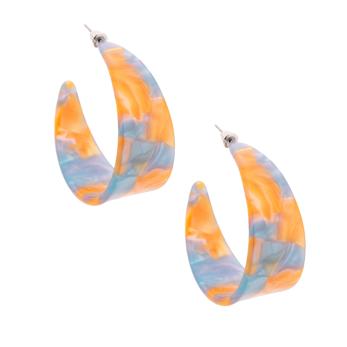 Orange and Blue Acrylic Hoops