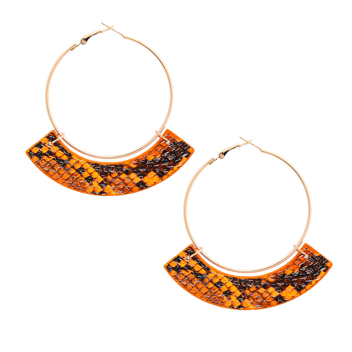 Orange Snake Skin Hoop Set