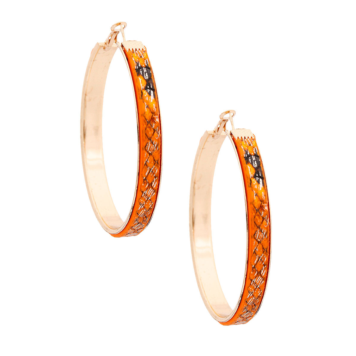 Orange Snake Covered Hoop Set