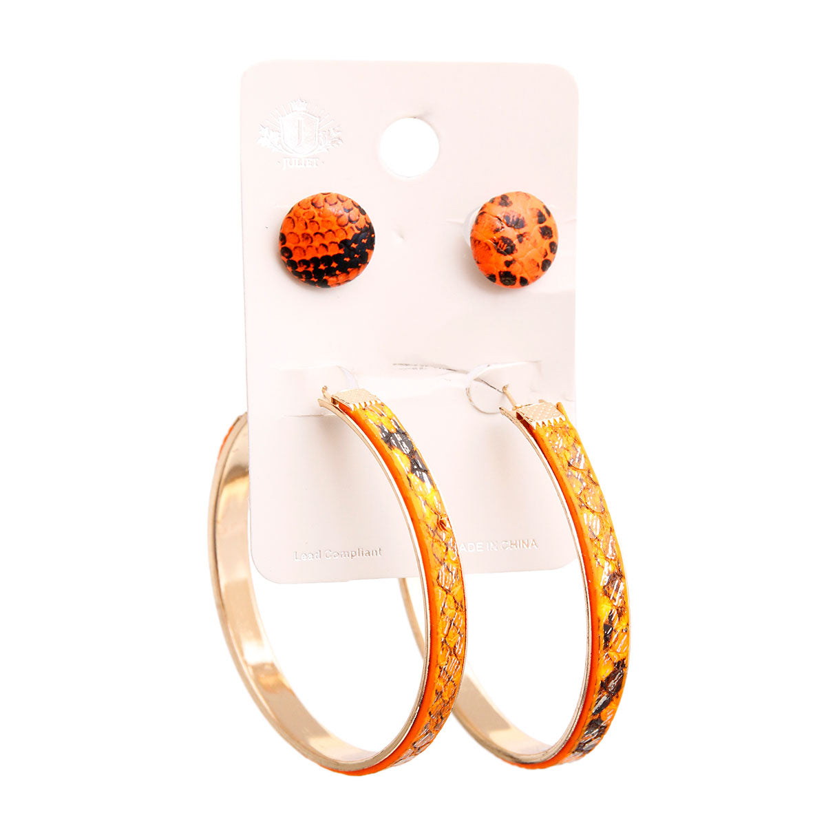 Orange Snake Covered Hoop Set