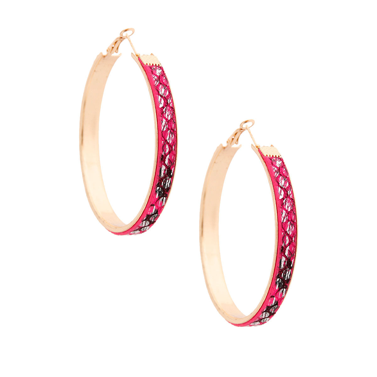 Pink Snake Covered Hoop Set