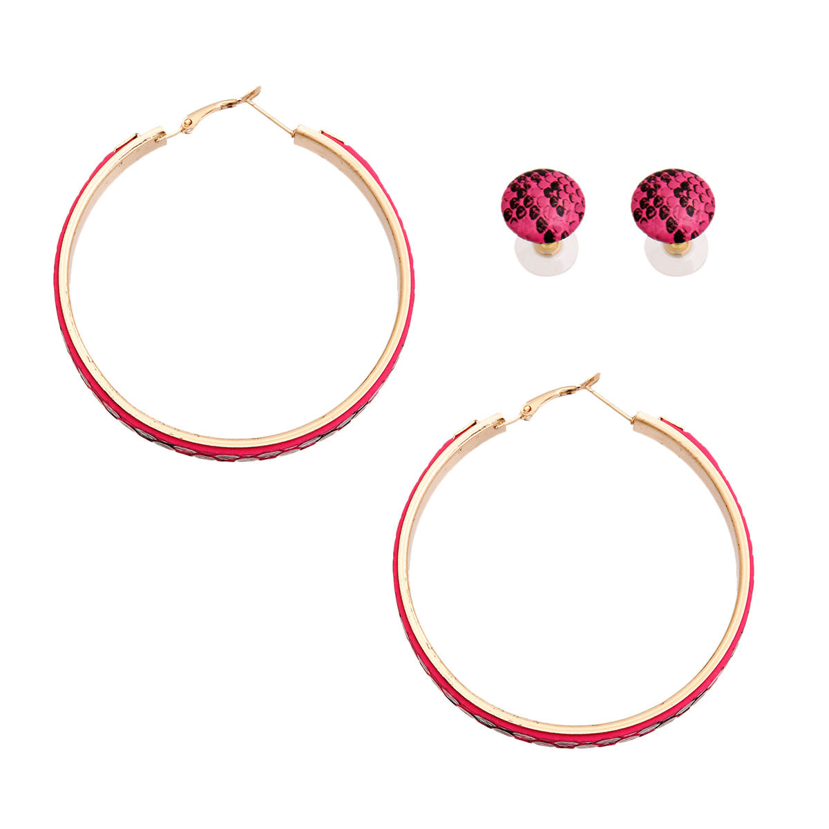 Pink Snake Covered Hoop Set