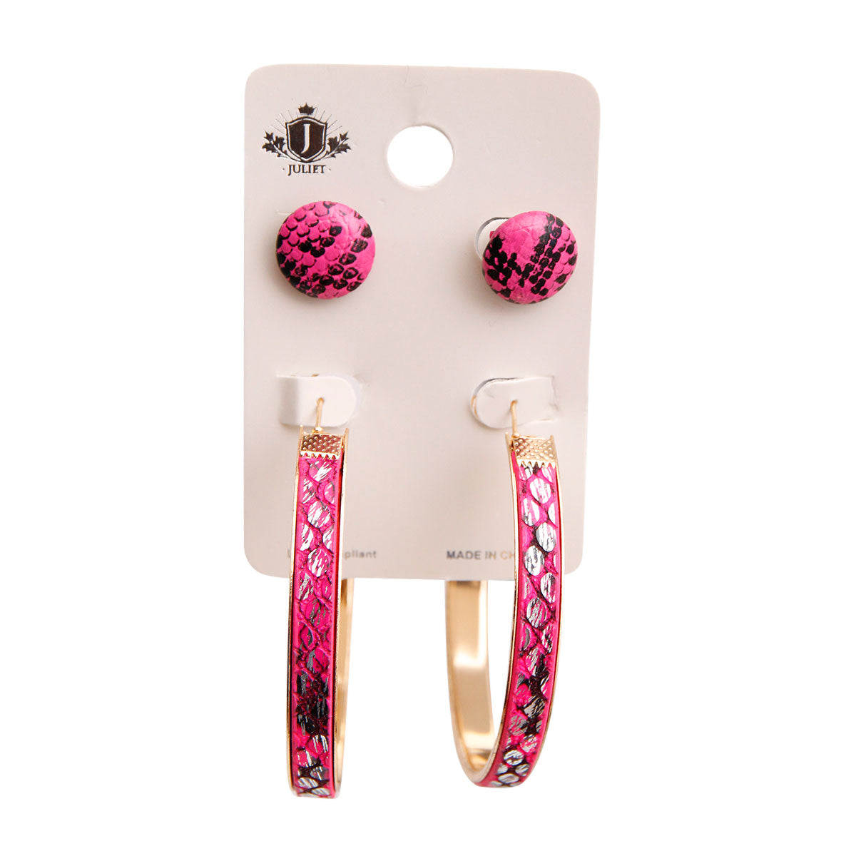 Pink Snake Covered Hoop Set
