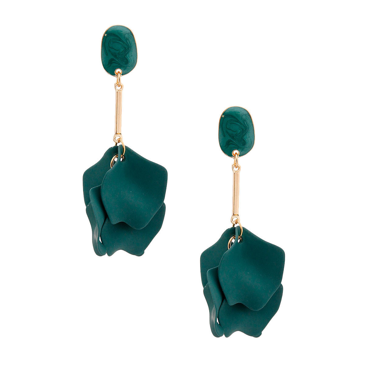 Teal Matte Petal Drop Earrings