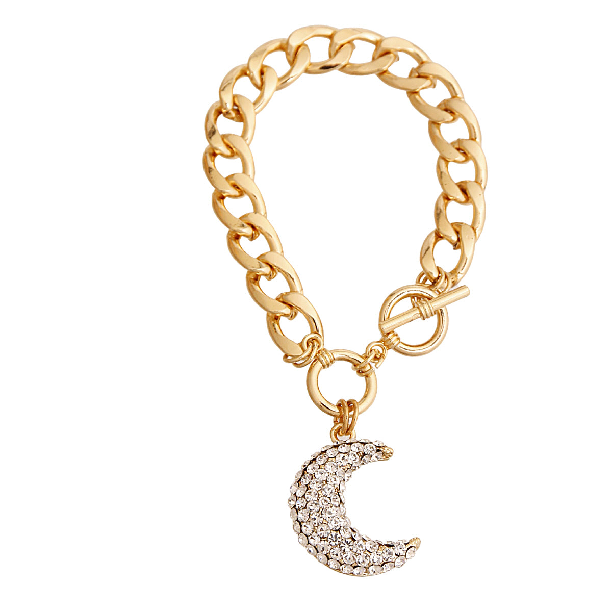 Rhinestone Crescent Moon Bracelet