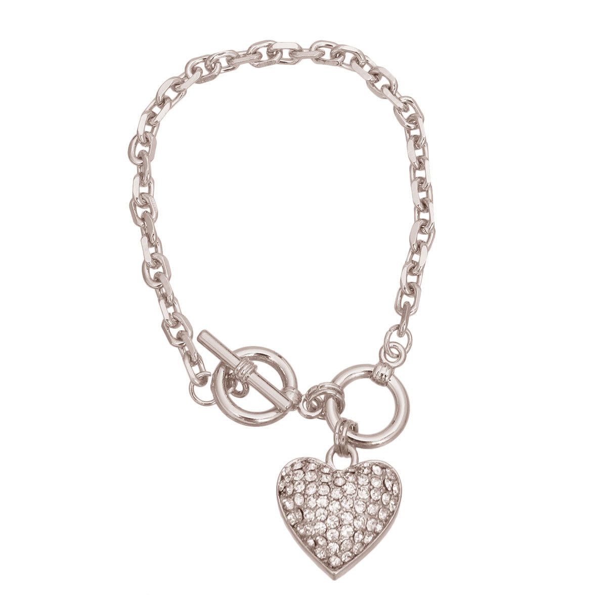 Silver Chain 3D Heart Bracelet
