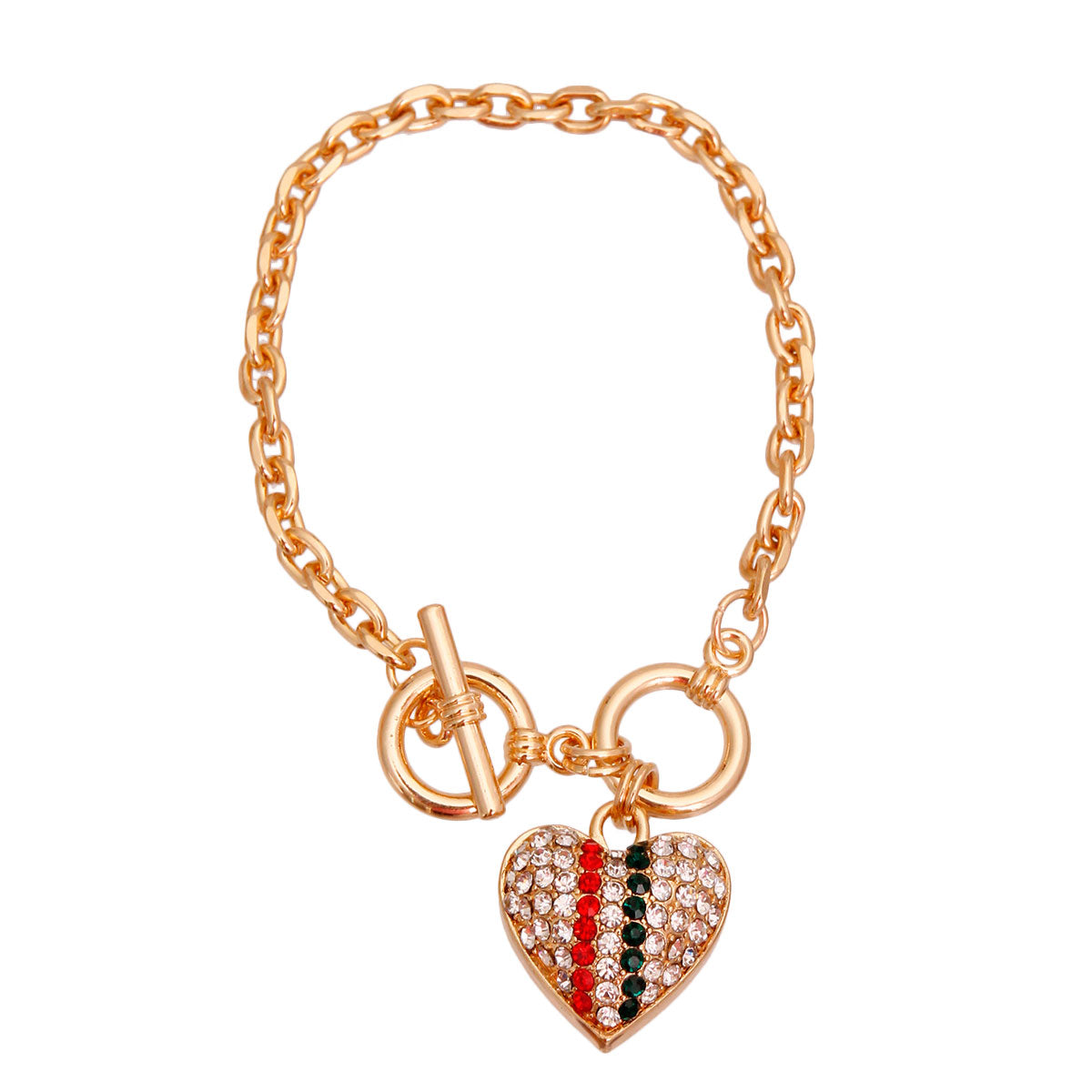 Gold Chain 3D Designer Heart Bracelet