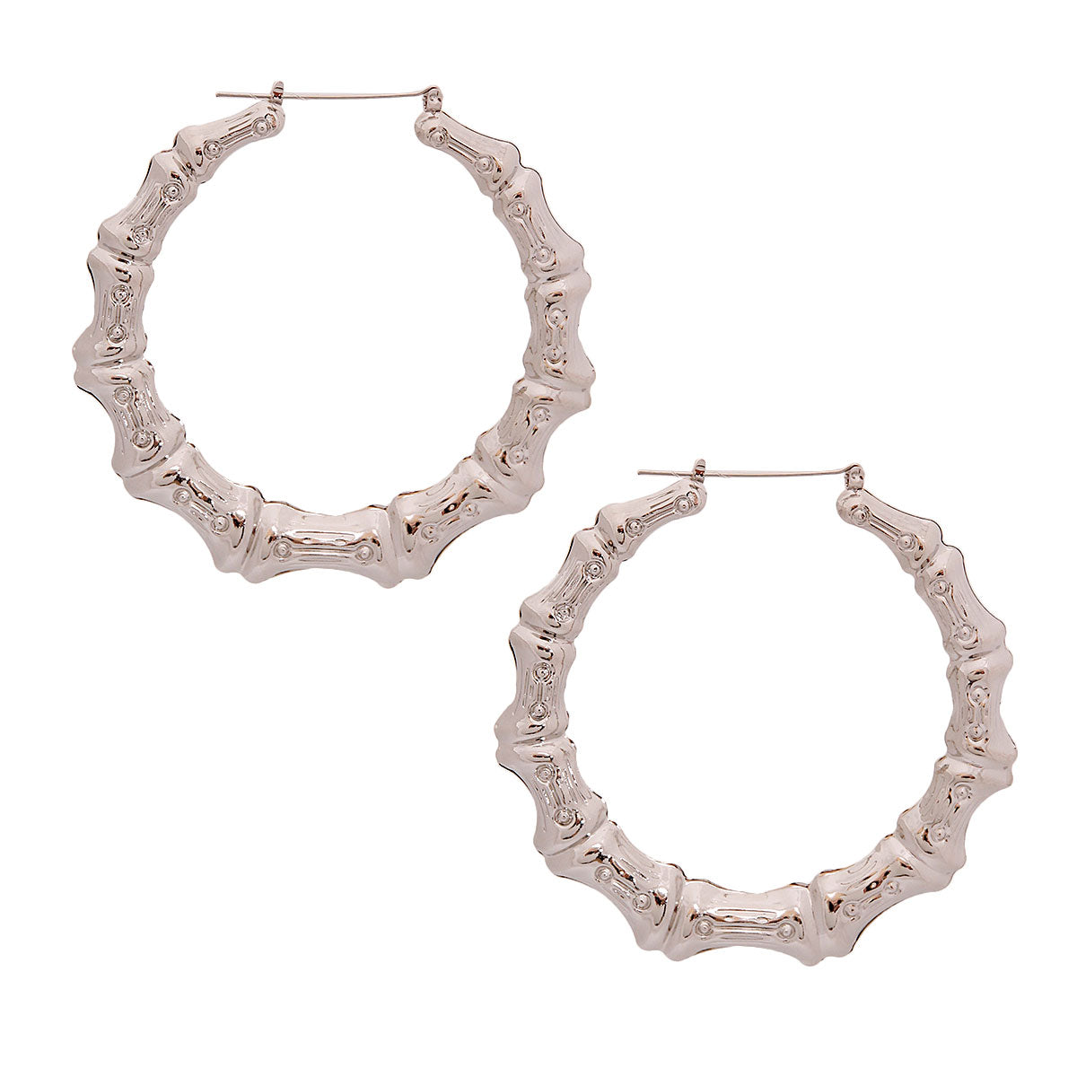 Silver 3.25 inch Bamboo Hoops