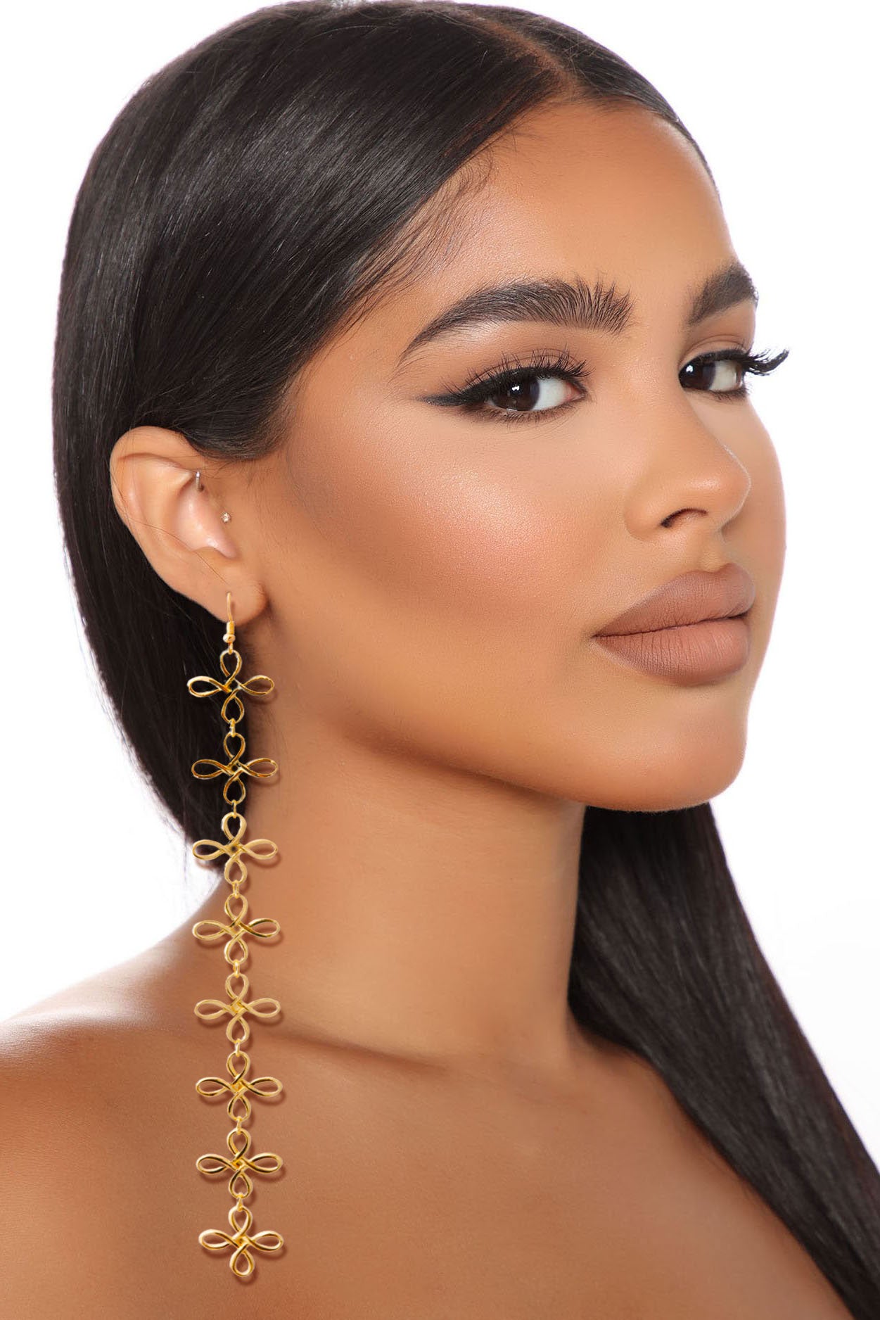 Gold Linked Shoulder Duster Earrings