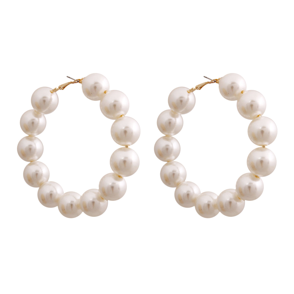 Large Cream Pearl Hoop Earrings