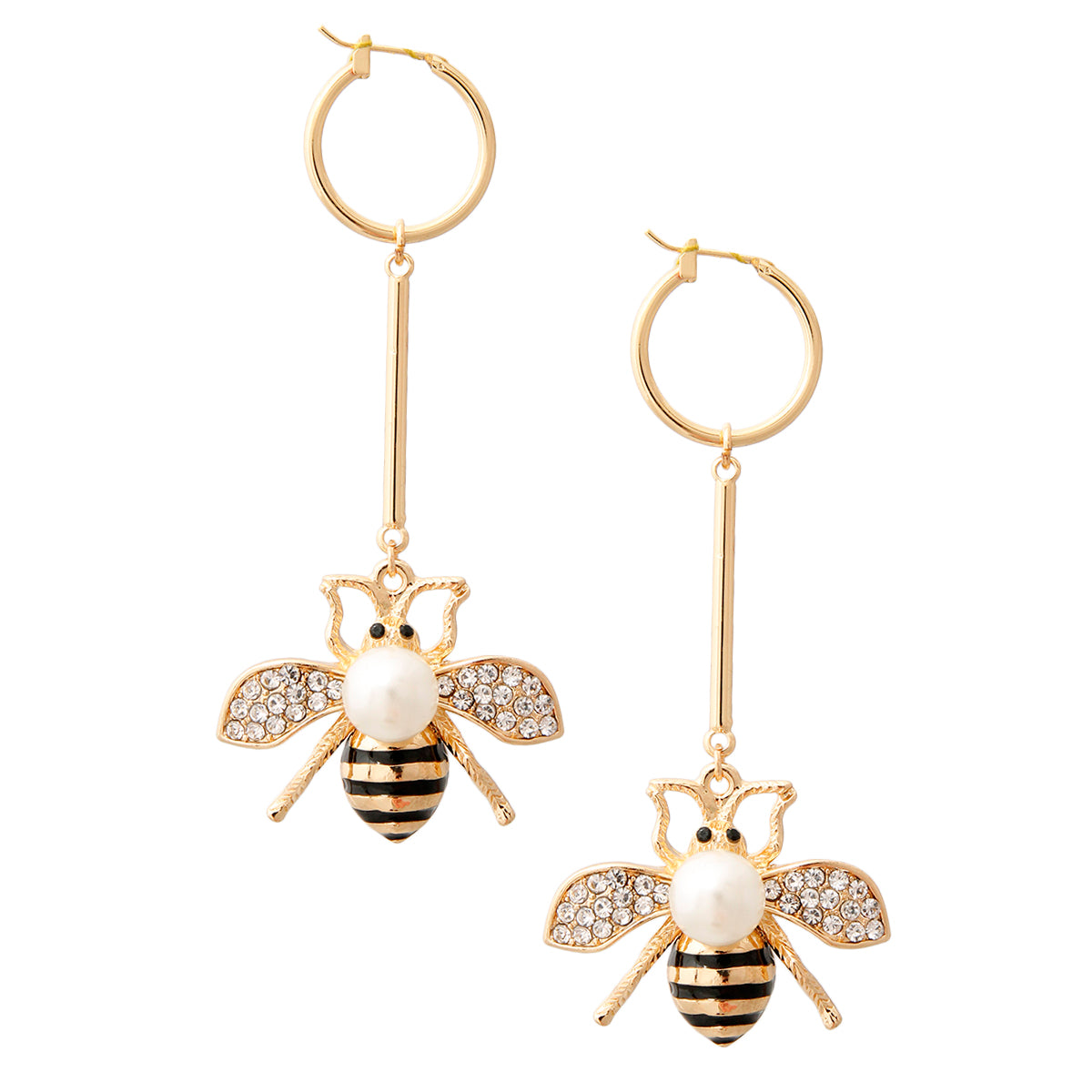 Rhinestone Bee Drop Earrings