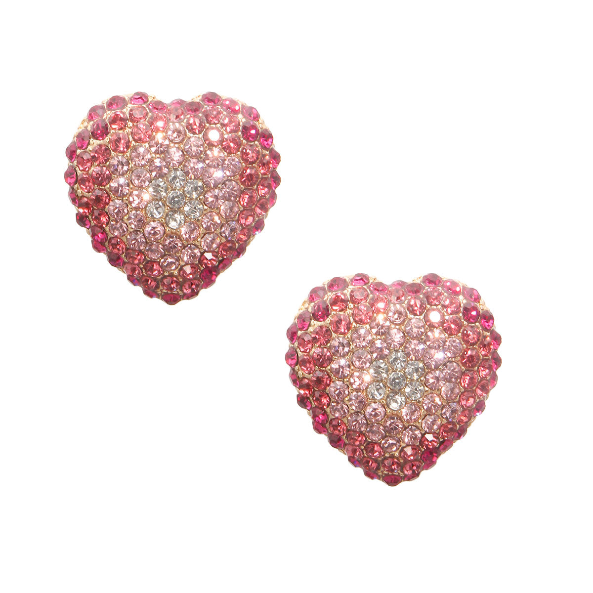 Pink Mix Rhinestone Heart Studs