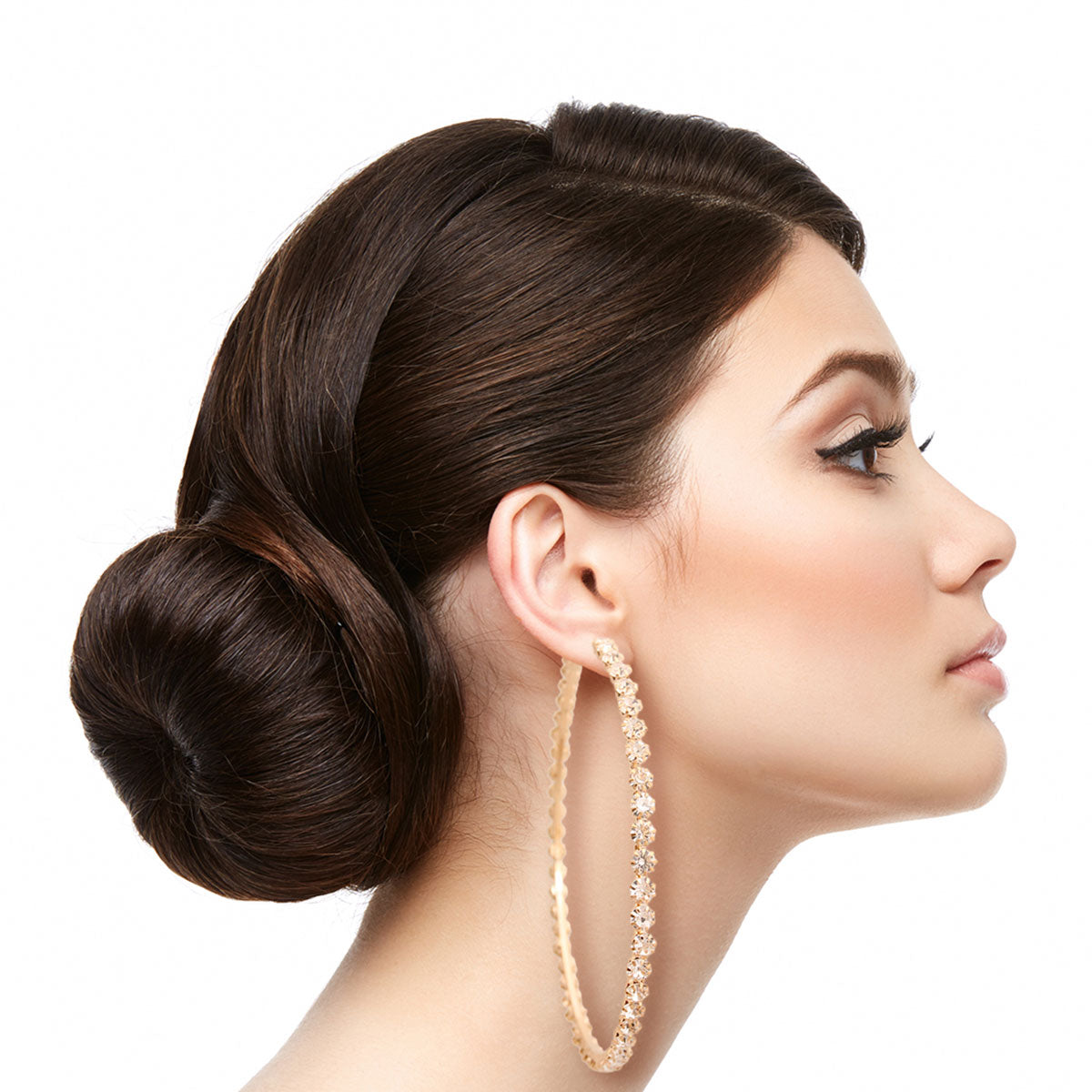 Gold 4.5 in Rhinestone Hoops