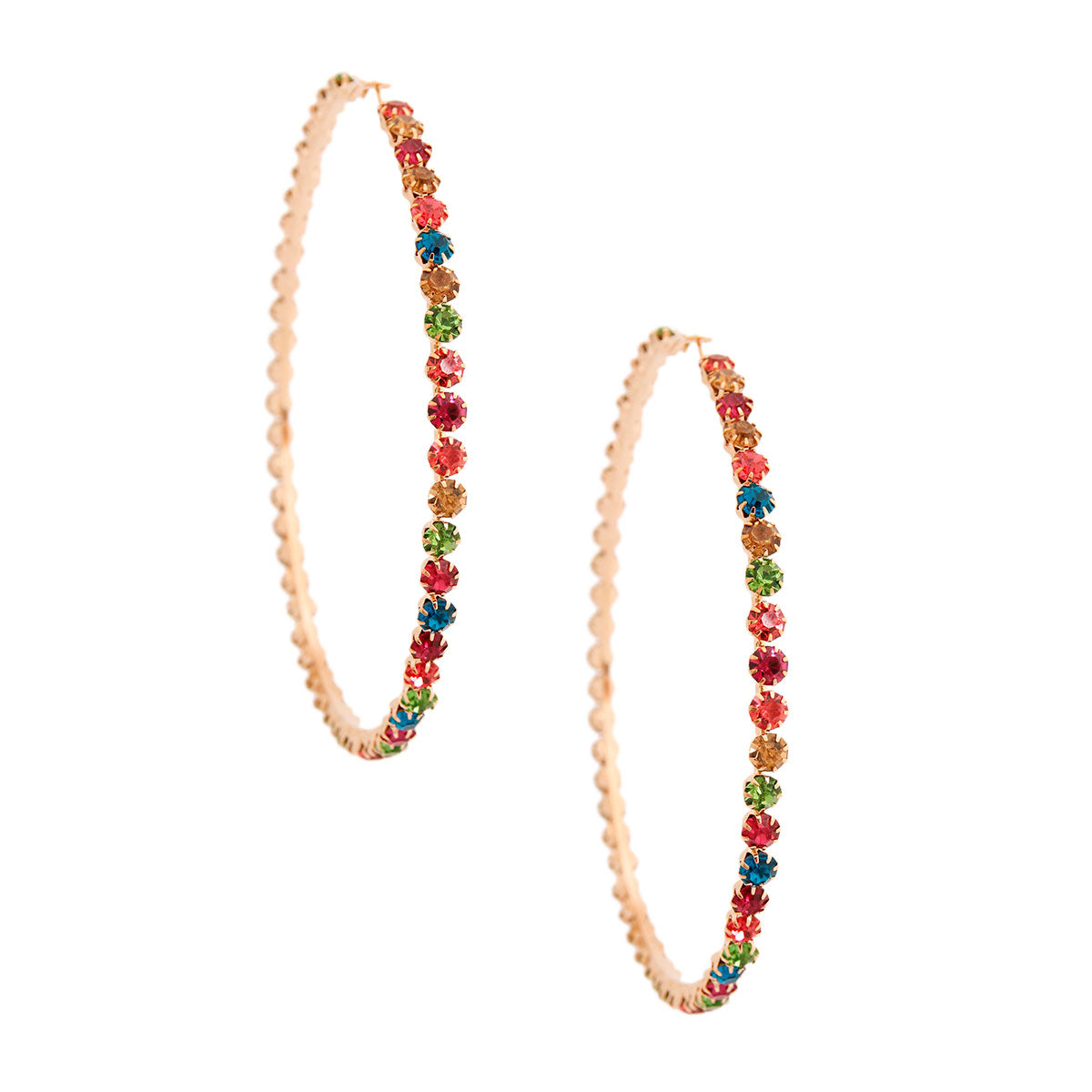 Multi Color 4.5 in Rhinestone Hoops