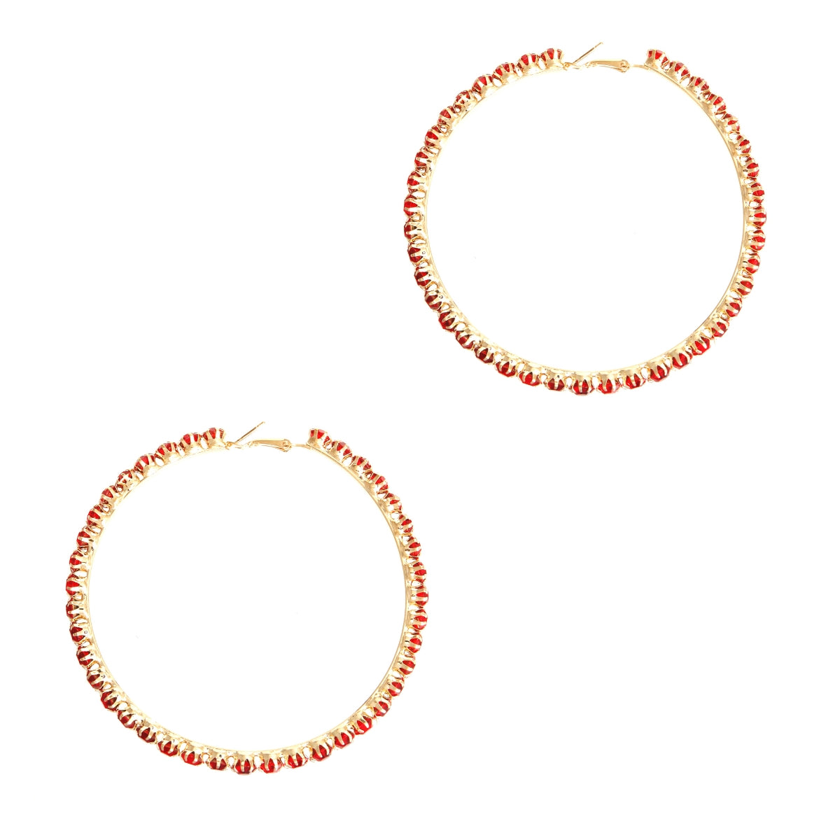 Red Rhinestone 3.5 inch Hoops