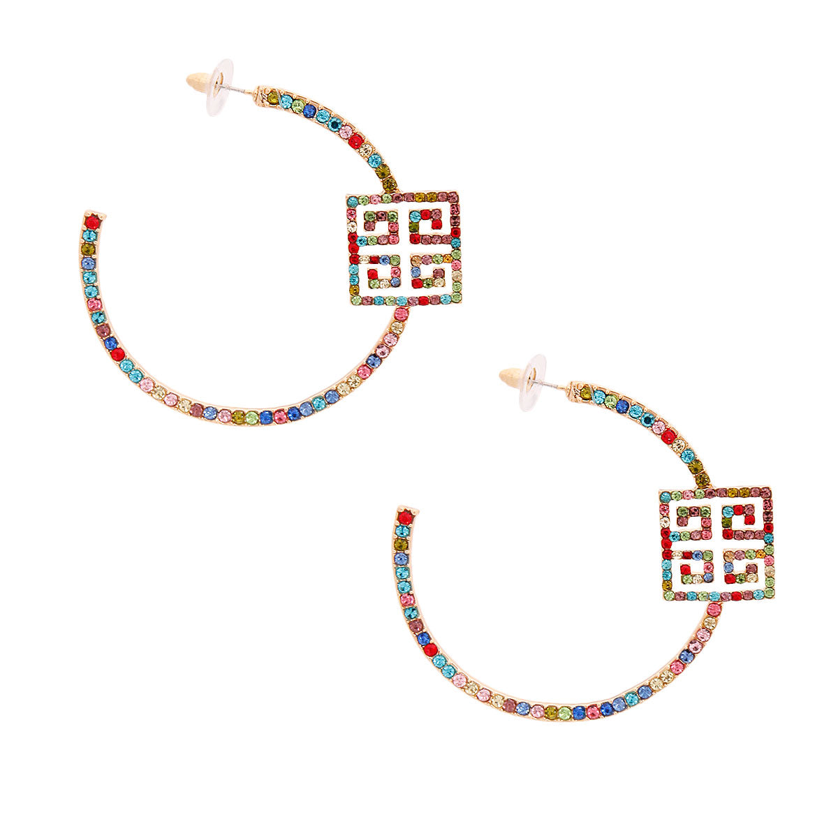 Multi Color Designer Stone Hoops
