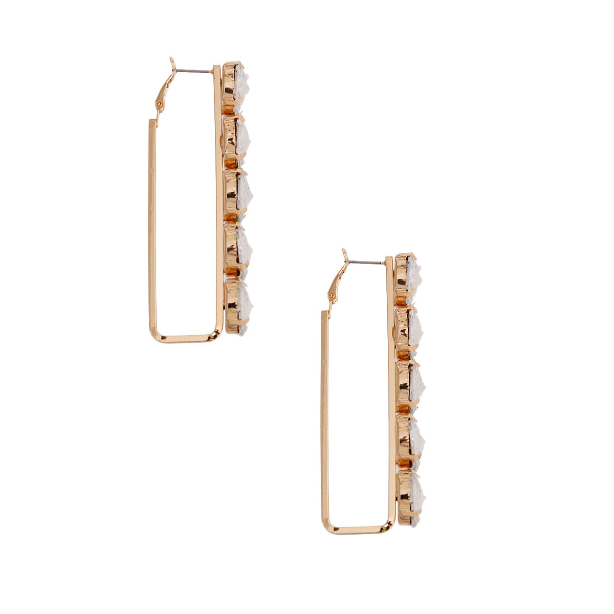 Gold Bar Crystal Hoops