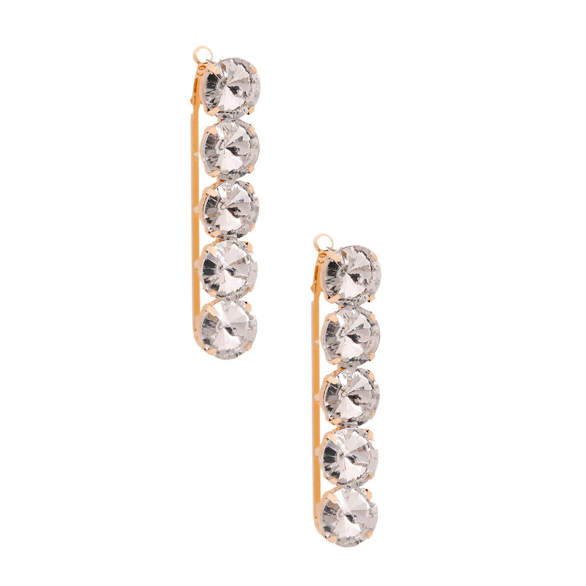 Gold Bar Crystal Hoops