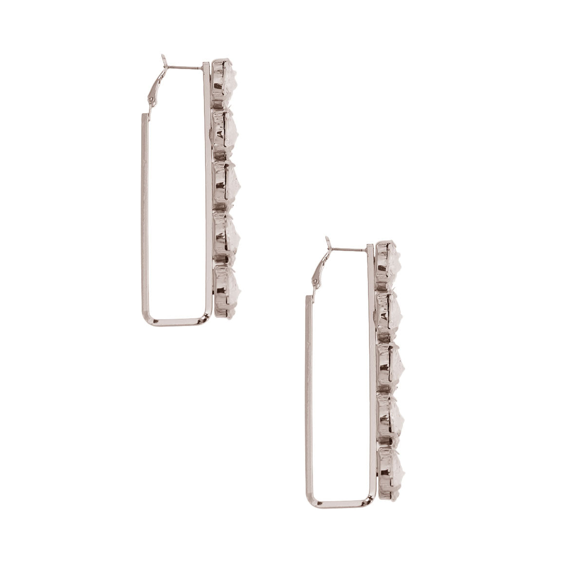 Silver Bar Crystal Hoops