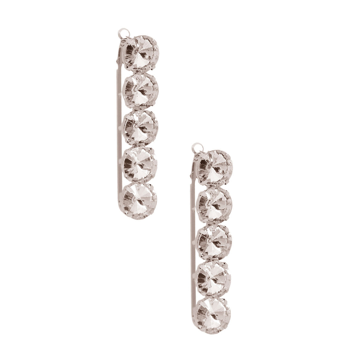 Silver Bar Crystal Hoops