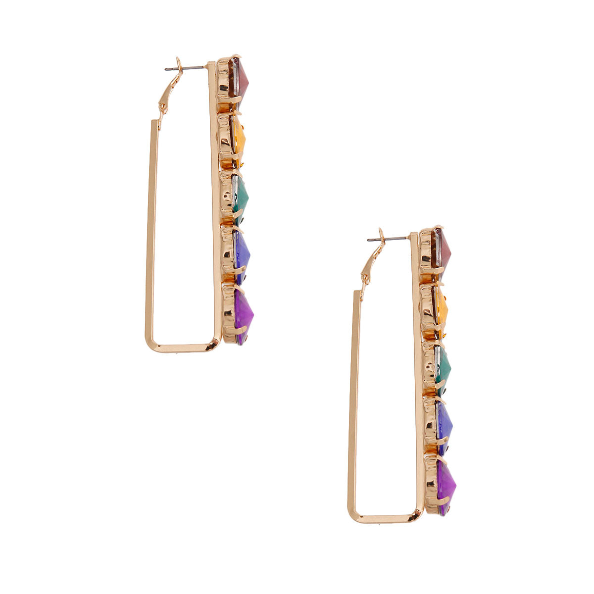 Multi Color Crystal Bar Hoops