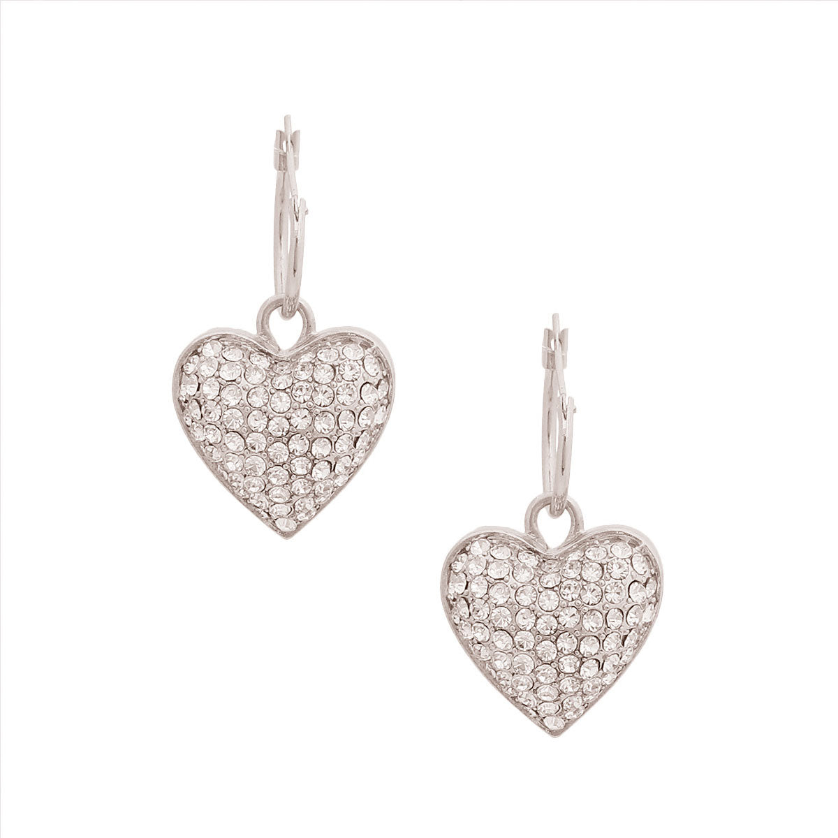 Silver 3D Heart Baby Hoops