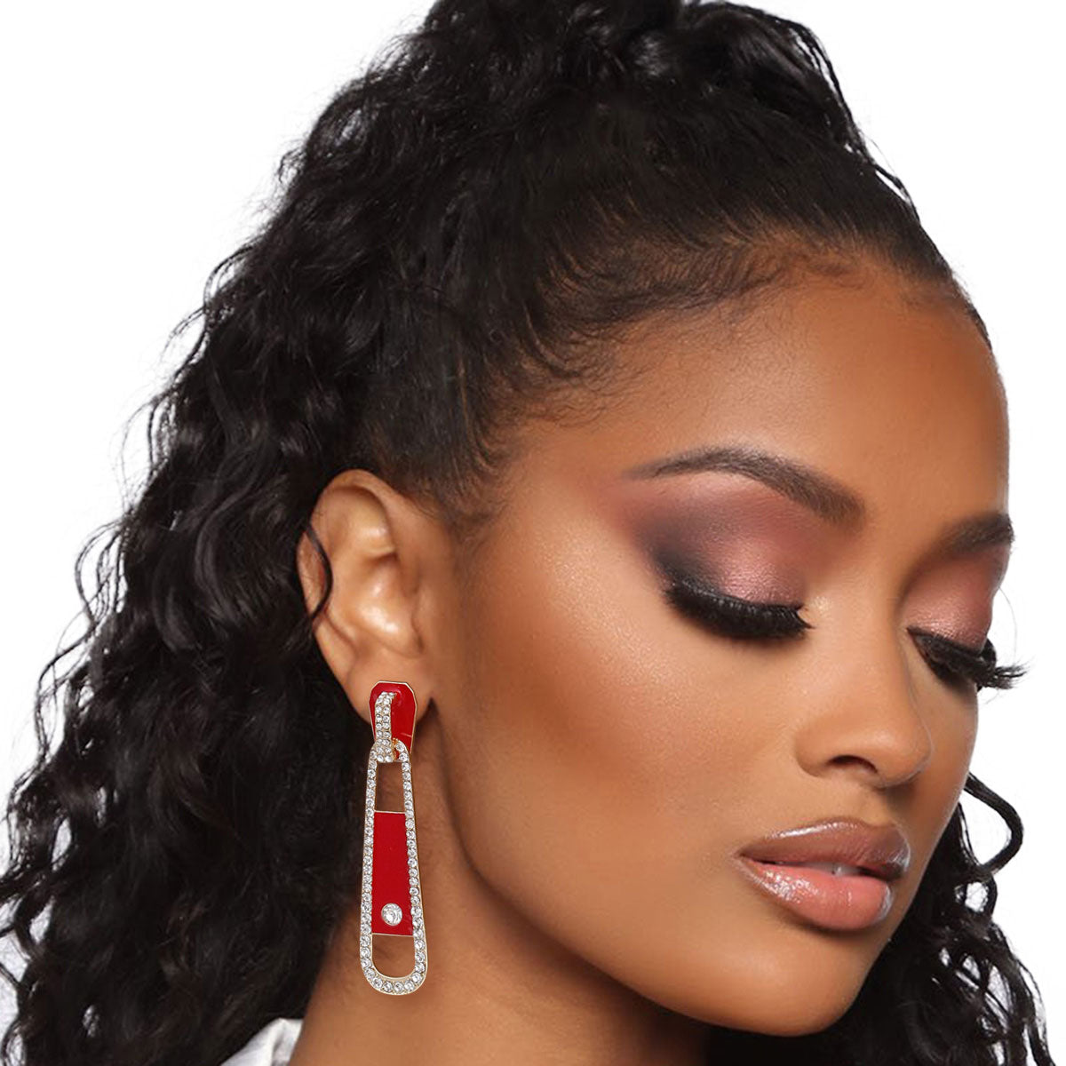 Red Zipper Drop Earrings