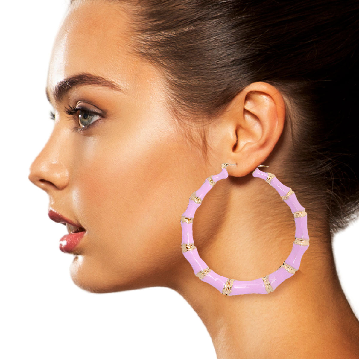 Pink Bamboo Hoops