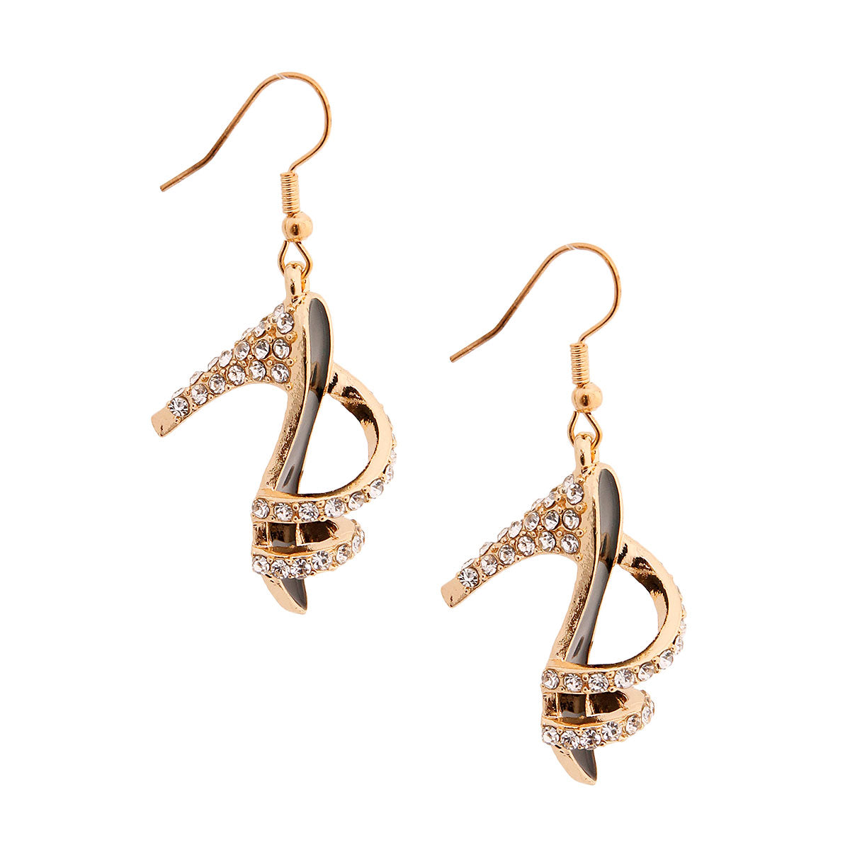 Gold Black High Heel Earrings