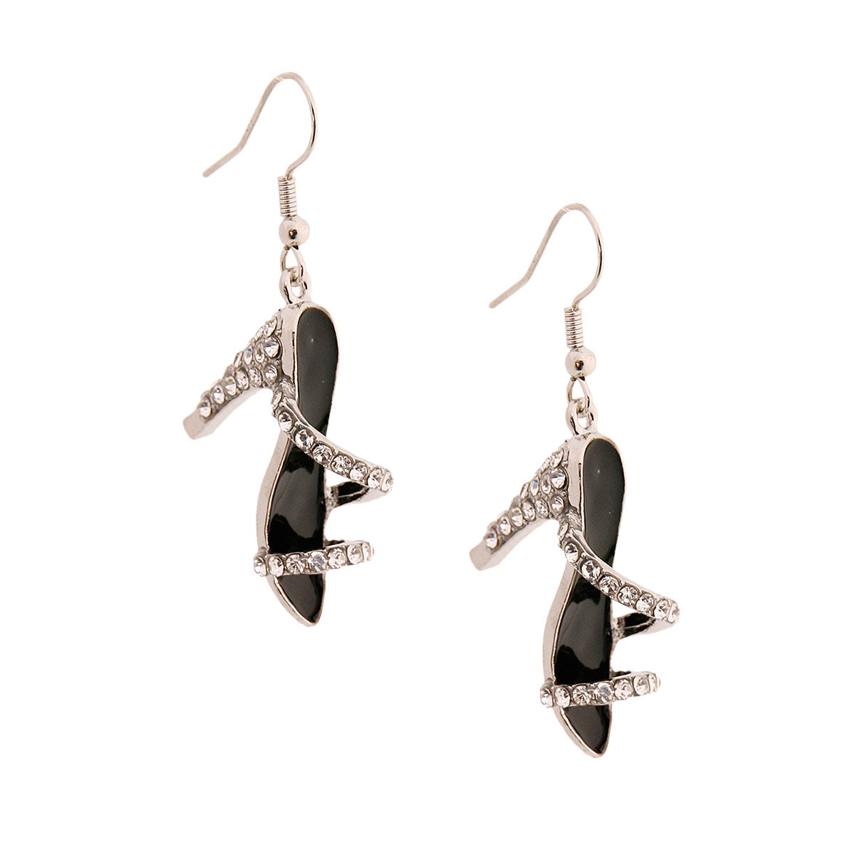 Silver Black High Heel Earrings