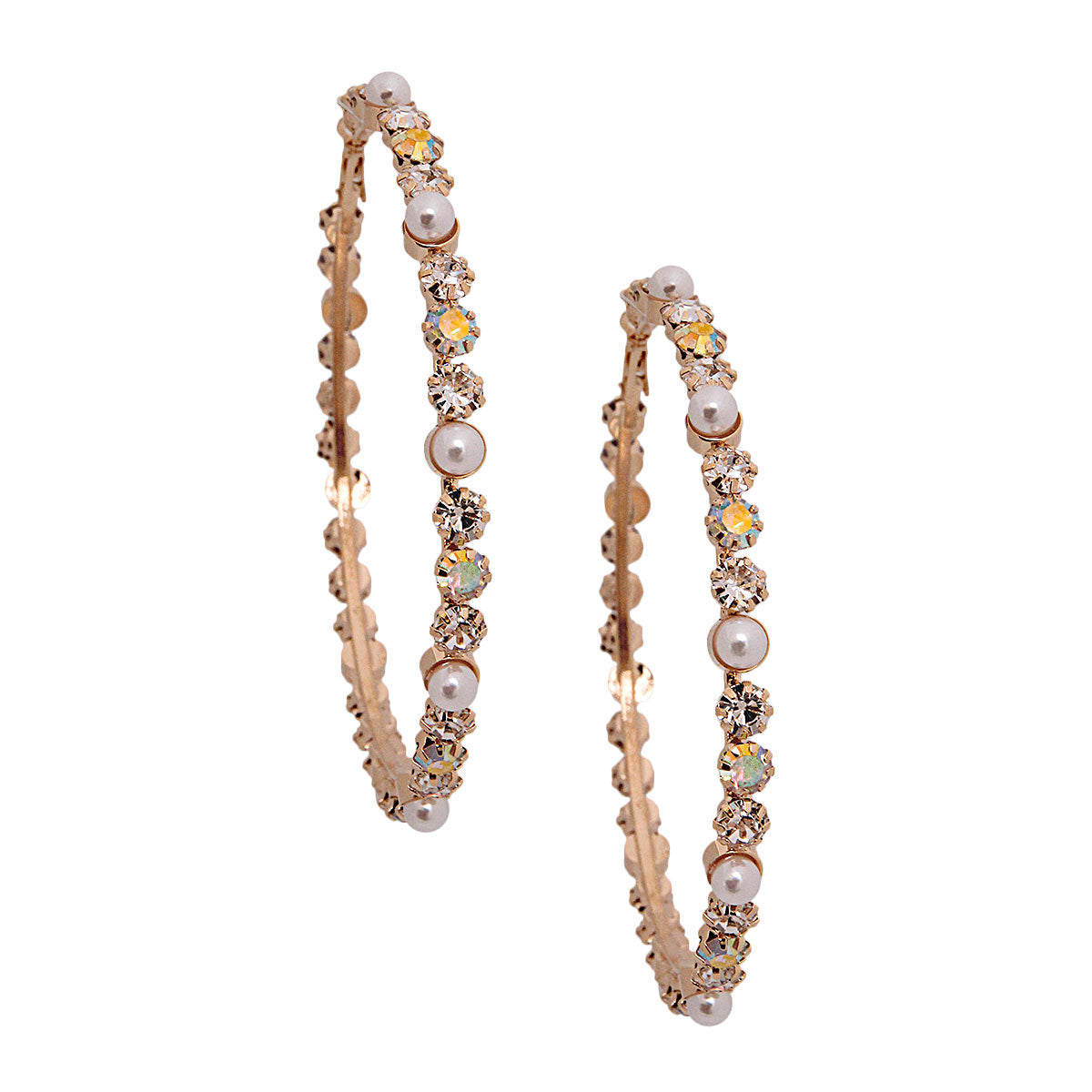 Gold Pearl and Stone Mix Hoops