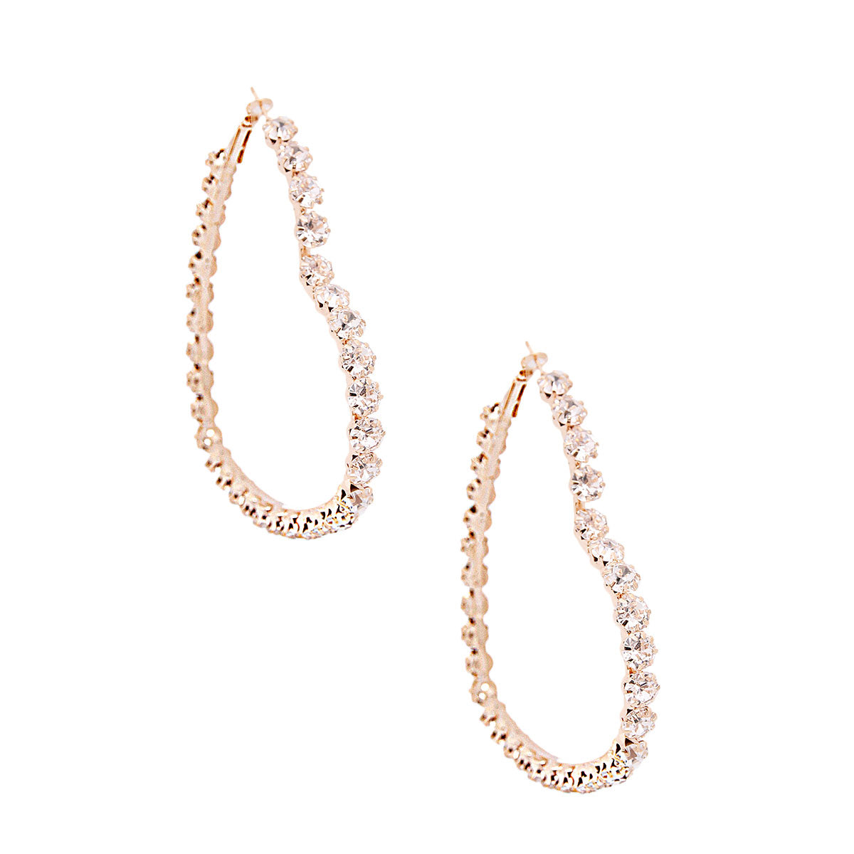 Gold Crystal Heart Hoops