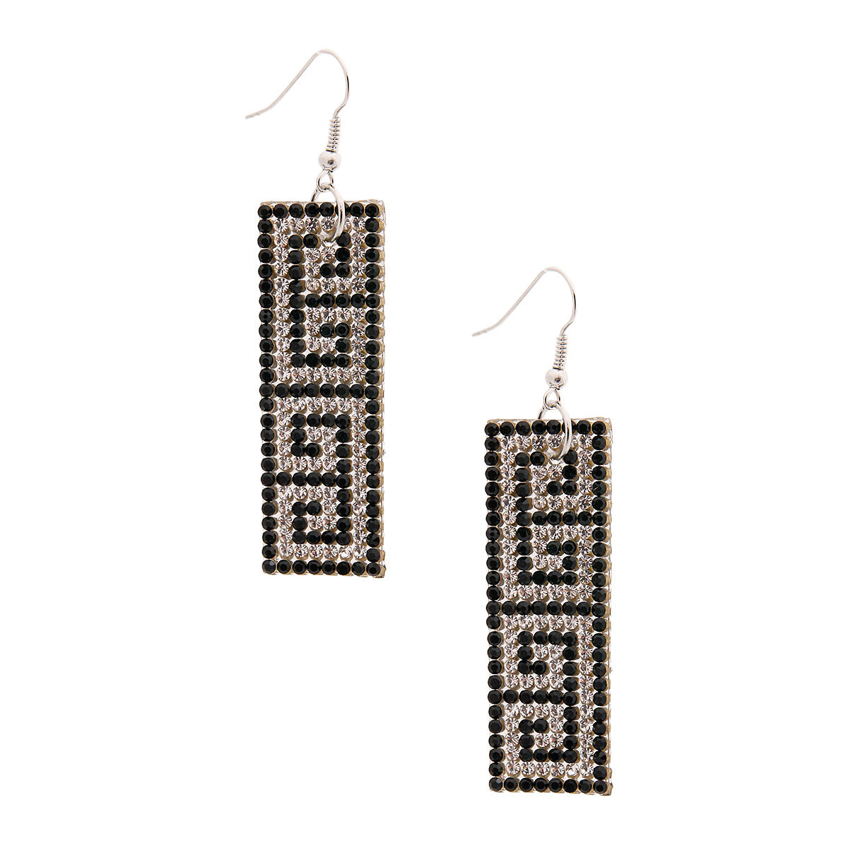 Silver Designer Rectangle Earrings