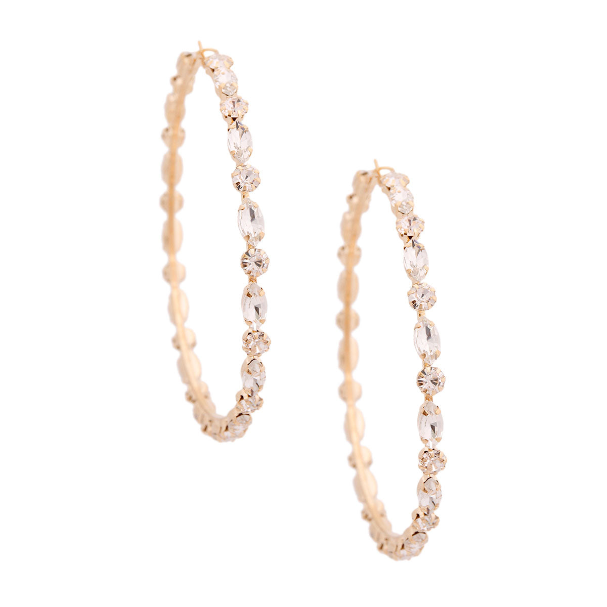 Gold Boat Stone Hoops