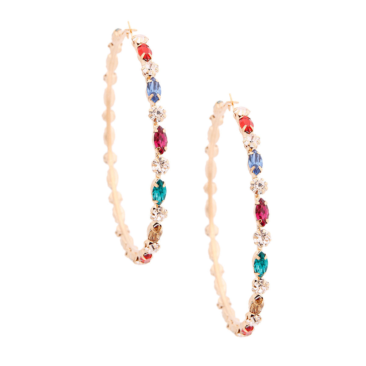 Multi Color Boat Stone Hoops