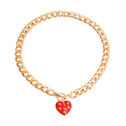 Red Anchor Heart Necklace